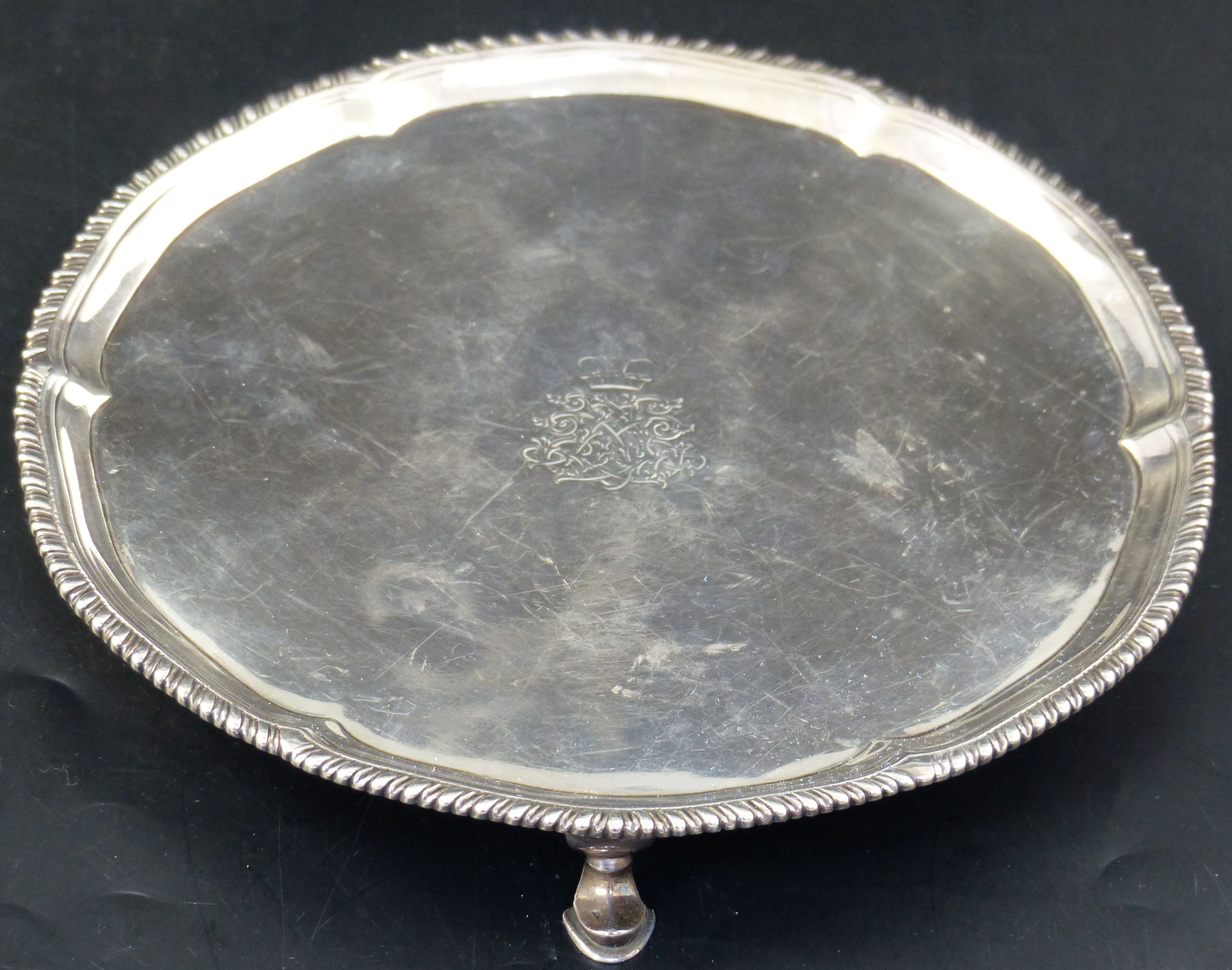 A George III silver salver, 23.1cm, 13.5oz.